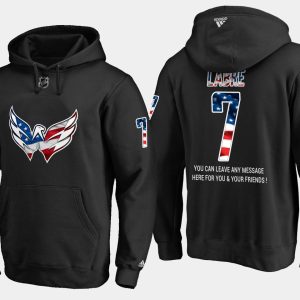 Stylish Capitals #7 Yvon Labre NHL Banner Wave Usa Flag Black Hoodie perfect for game days