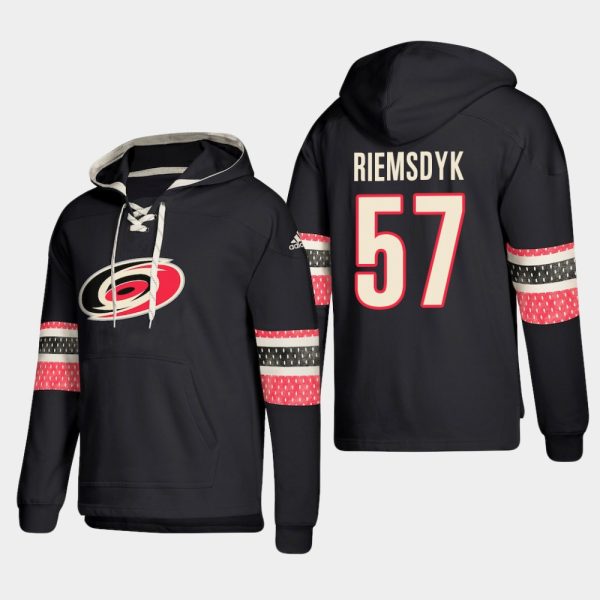 Amazing Carolina Hurricanes #57 Trevor Van Riemsdyk Black adidas Lace Up Pullover Hoodie perfect for game days