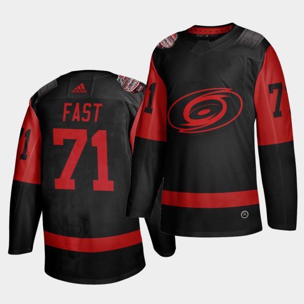 Stunning Carolina Hurricanes #71 Jesper Fast Black Men's 2021 Stadium Series Outdoor Game Jersey for ultimate sports enthusiasts