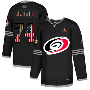 Impressive Carolina Hurricanes #74 Jaccob Slavin Adidas Men's Black USA Flag Limited NHL Jersey to show your team spirit