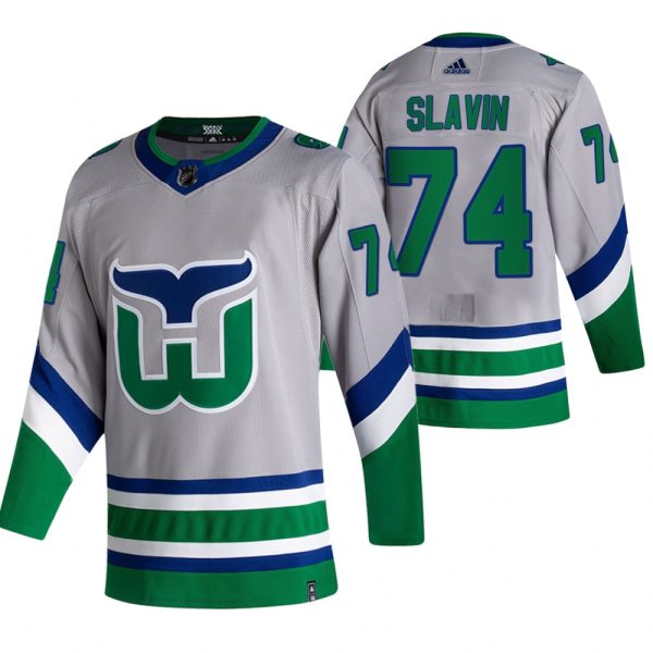 Sleek Carolina Hurricanes #74 Jaccob Slavin Grey Men's Adidas 2020 21 Reverse Retro Alternate NHL Jersey to complete your fan gear collection