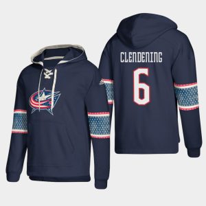 Unique Columbus Blue Jackets #6 Adam Clendening Blue adidas Lace Up Pullover Hoodie a must - have for collectors