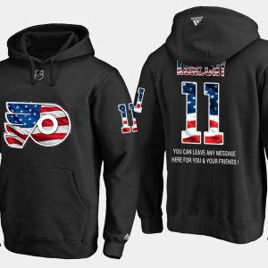 Stylish Flyers #11 Travis Konecny NHL Banner Wave Usa Flag Black Hoodie to show your team spirit