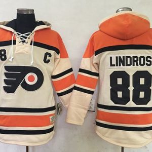 Amazing Flyers #88 Eric Lindros Cream Sawyer Hooded Sweatshirt Stitched NHL Jersey for ultimate sports enthusiasts