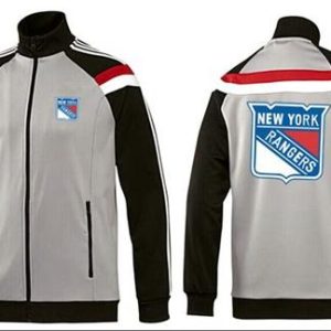 Impressive NHL New York Rangers Zip Jackets Grey a must - have for collectors