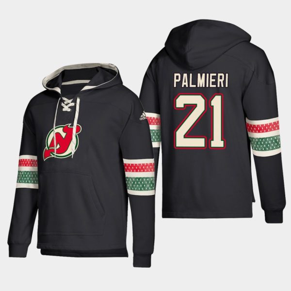 Stunning New Jersey Devils #21 Kyle Palmieri Black adidas Lace Up Pullover Hoodie for ultimate sports enthusiasts