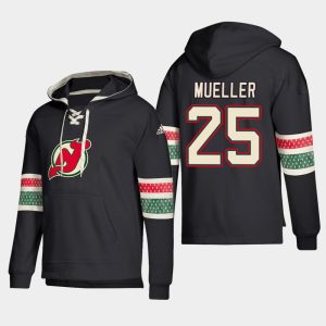 Fantastic New Jersey Devils #25 Mirco Mueller Black adidas Lace Up Pullover Hoodie to show your team spirit