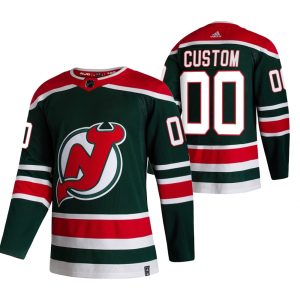Sleek New Jersey Devils Custom Green Men's Adidas 2020 21 Reverse Retro Alternate NHL Jersey to show your team spirit