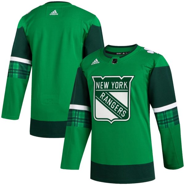 Unique New York Rangers Blank Men's Adidas 2020 St. Patrick's Day Stitched NHL Jersey Green for die - hard hockey fans