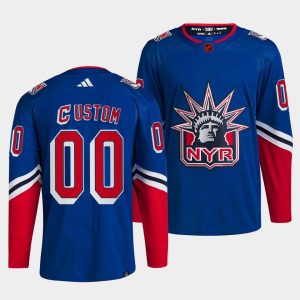 Stunning New York Rangers Custom Men's adidas Reverse Retro 2.0 Authentic Player Jersey Blue to stand out at the arena