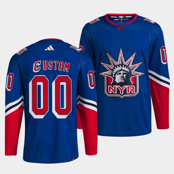 Stunning New York Rangers Custom Men's adidas Reverse Retro 2.0 Authentic Player Jersey Blue to stand out at the arena