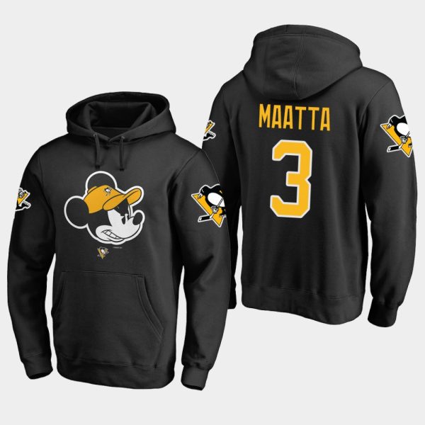 Stylish Penguins #3 Olli Maatta Black 2018 Pullover Disney Game Face Hoodie perfect for game days