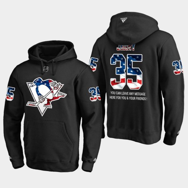 Impressive Penguins #35 Tristan Jarry NHL Banner Wave Usa Flag Black Hoodie a must - have for collectors