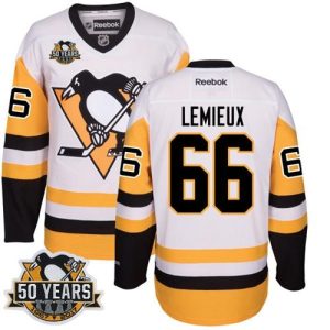 Fantastic Penguins #66 Mario Lemieux White/Black CCM Throwback 50th Anniversary Stitched NHL Jersey for die - hard hockey fans