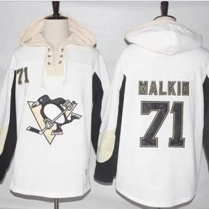 Impressive Penguins #71 Evgeni Malkin White Pullover Hoodie Stitched NHL Jersey a must - have for collectors