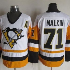 Amazing Penguins #71 Evgeni Malkin White/Black CCM Throwback Stitched NHL Jersey to complete your fan gear collection