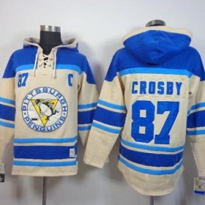 Fantastic Penguins #87 Sidney Crosby Cream Sawyer Hooded Sweatshirt Stitched NHL Jersey to show your team spirit