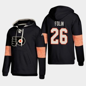 Fantastic Philadelphia Flyers #26 Christian Folin Black adidas Lace Up Pullover Hoodie for die - hard hockey fans