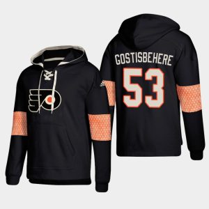Impressive Philadelphia Flyers #53 Shayne Gostisbehere Black adidas Lace Up Pullover Hoodie for die - hard hockey fans