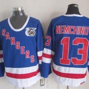 Unique Rangers #13 Sergei Nemchinov Blue CCM 75TH Stitched NHL Jersey perfect for game days