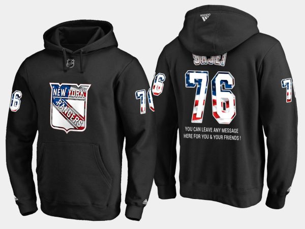 Unique Rangers #76 Brady Skjei NHL Banner Wave Usa Flag Black Hoodie to stand out at the arena