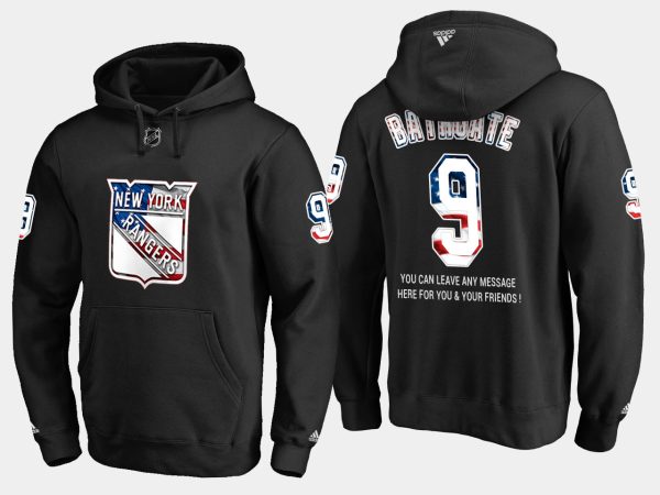 Impressive Rangers #9 Andy Bathgate NHL Banner Wave Usa Flag Black Hoodie to stand out at the arena