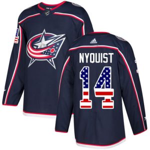 Stylish Adidas Blue Jackets #14 Gustav Nyquist Navy Blue Home Authentic USA Flag Stitched Youth NHL Jersey for ultimate sports enthusiasts