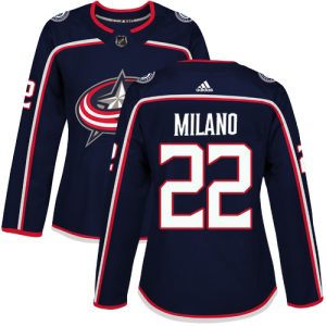 Gorgeous Adidas Blue Jackets #22 Sonny Milano Navy Blue Home Authentic Women's Stitched NHL Jersey perfect for game days