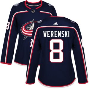 Stylish Adidas Blue Jackets #8 Zach Werenski Navy Blue Home Authentic Women's Stitched NHL Jersey perfect for game days
