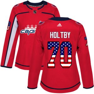 Gorgeous Adidas Capitals #70 Braden Holtby Red Home Authentic USA Flag Women's Stitched NHL Jersey to stand out at the arena