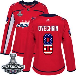 Amazing Adidas Capitals #8 Alex Ovechkin Red Home Authentic USA Flag Stanley Cup Final Champions Women's Stitched NHL Jersey for die - hard hockey fans
