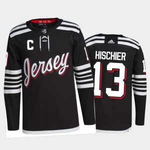Impressive Adidas Devils #13 Nico Hischier Men's 2021 22 Alternate Authentic NHL Jersey Black for die - hard hockey fans