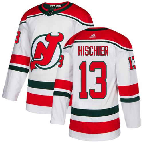 Fantastic Adidas Devils #13 Nico Hischier White Alternate Authentic Stitched NHL Jersey for die - hard hockey fans