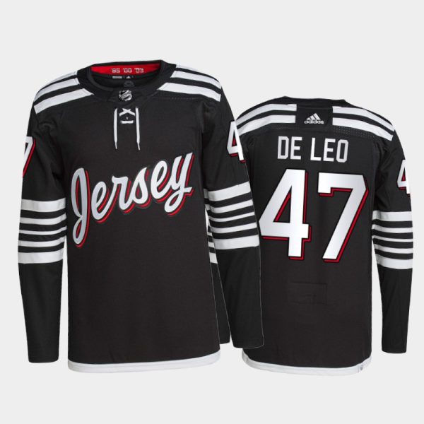 Amazing Adidas Devils #47 Chase De Leo Men's 2021 22 Alternate Authentic NHL Jersey Black to complete your fan gear collection