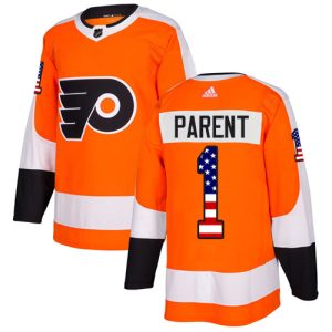 Stylish Adidas Flyers #1 Bernie Parent Orange Home Authentic USA Flag Stitched Youth NHL Jersey to show your team spirit