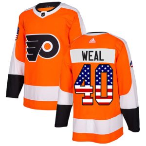 Sleek Adidas Flyers #40 Jordan Weal Orange Home Authentic USA Flag Stitched NHL Jersey perfect for game days