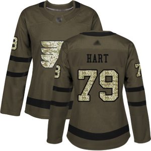 Amazing Adidas Flyers #79 Carter Hart Green Salute to Service Women's Stitched NHL Jersey a must - have for collectors
