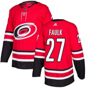 Sleek Adidas Hurricanes #27 Justin Faulk Red Home Authentic Stitched NHL Jersey to complete your fan gear collection
