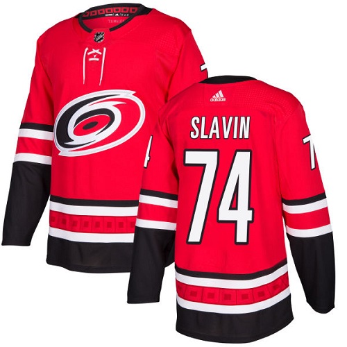 Gorgeous Adidas Hurricanes #74 Jaccob Slavin Red Home Authentic Stitched NHL Jersey for die - hard hockey fans