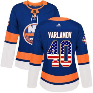 Amazing Adidas Islanders #40 Semyon Varlamov Royal Blue Home Authentic USA Flag Women's Stitched NHL Jersey for ultimate sports enthusiasts
