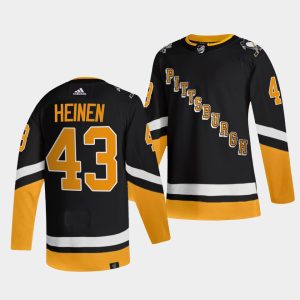 Stylish Adidas Penguins #43 Danton Heinen Men's 2021 22 Alternate Authentic NHL Jersey Black for die - hard hockey fans