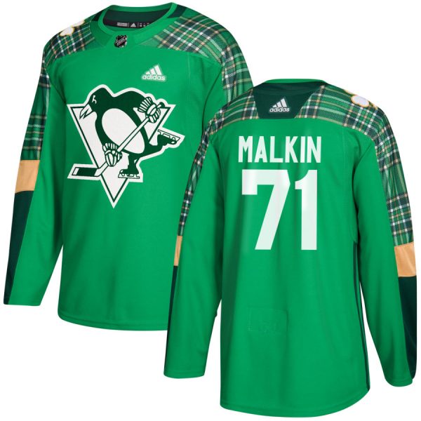 Amazing Adidas Penguins #71 Evgeni Malkin adidas Green St. Patrick's Day Authentic Practice Stitched NHL Jersey for die - hard hockey fans