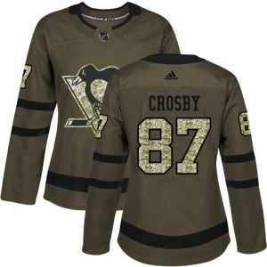Sleek Adidas Penguins #87 Sidney Crosby Green Salute to Service Women's Stitched NHL Jersey for die - hard hockey fans