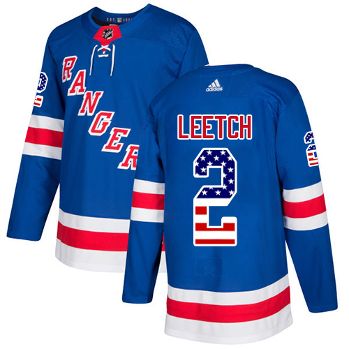 Impressive Adidas Rangers #2 Brian Leetch Royal Blue Home Authentic USA Flag Stitched NHL Jersey for ultimate sports enthusiasts