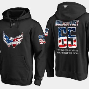 Stunning Capitals #65 Andre Burakovsky NHL Banner Wave Usa Flag Black Hoodie to show your team spirit