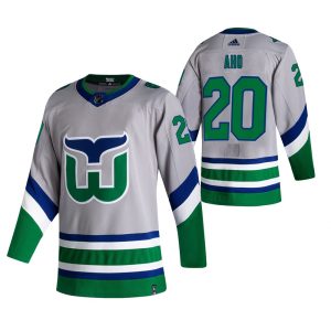 Gorgeous Carolina Hurricanes #20 Sebastian Aho Grey Men's Adidas 2020 21 Reverse Retro Alternate NHL Jersey to show your team spirit
