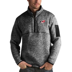 Gorgeous Carolina Hurricanes Antigua Fortune Quarter Zip Pullover Jacket Charcoal for die - hard hockey fans