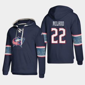 Impressive Columbus Blue Jackets #22 Sonny Milano Blue adidas Lace Up Pullover Hoodie for ultimate sports enthusiasts