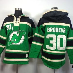 Stylish Devils #30 Martin Brodeur Green St. Patrick's Day McNary Lace Hoodie Stitched NHL Jersey perfect for game days