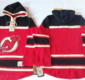 Gorgeous Devils Blank Red Sawyer Hooded Sweatshirt Stitched NHL Jersey for ultimate sports enthusiasts